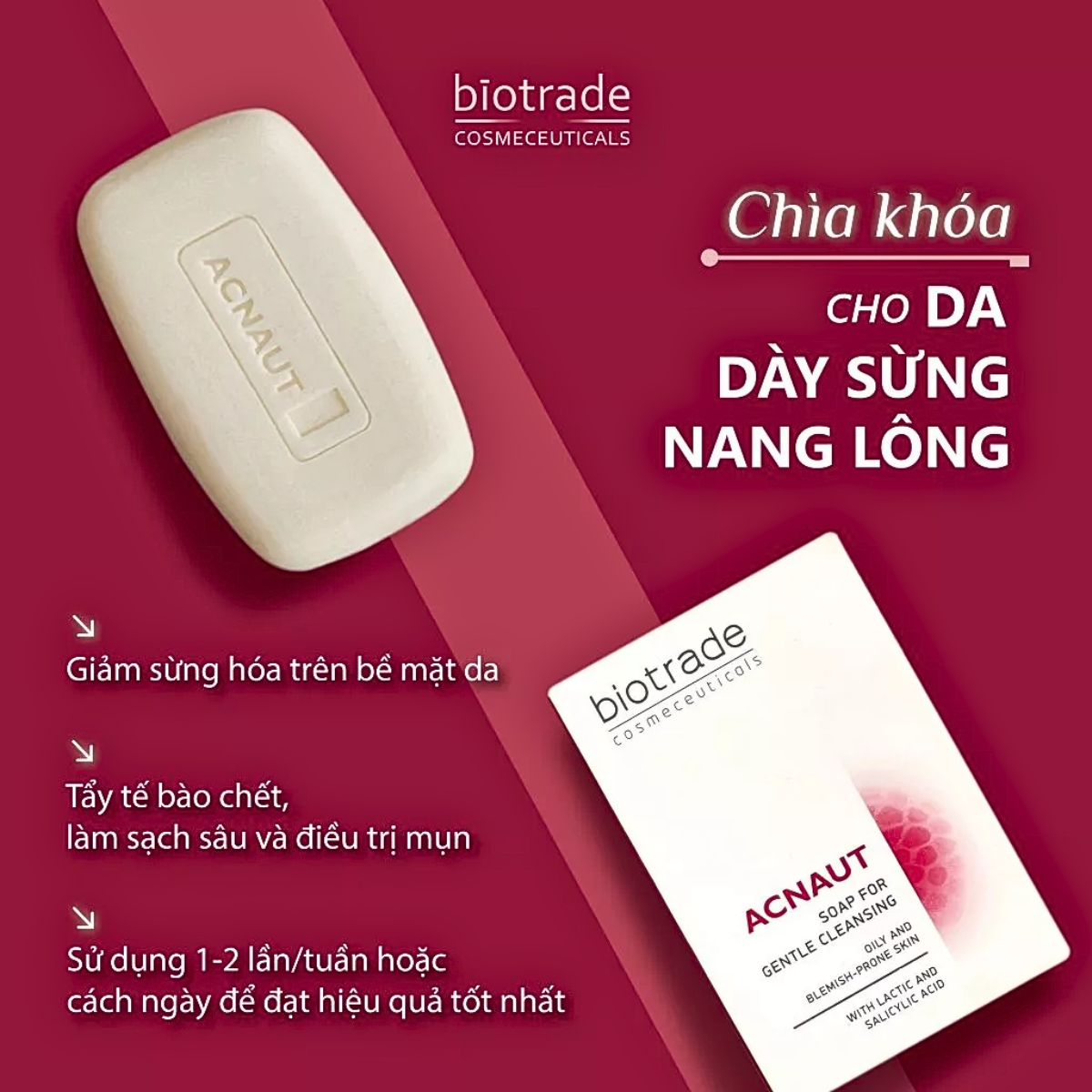 Mô tả Xà Phòng Biotrade Acnaut - Hỗ Trợ Giảm Mụn Lưng, Kiểm Soát Dầu & Giảm Tình Trạng Lỗ Chân Lông 100g - 1