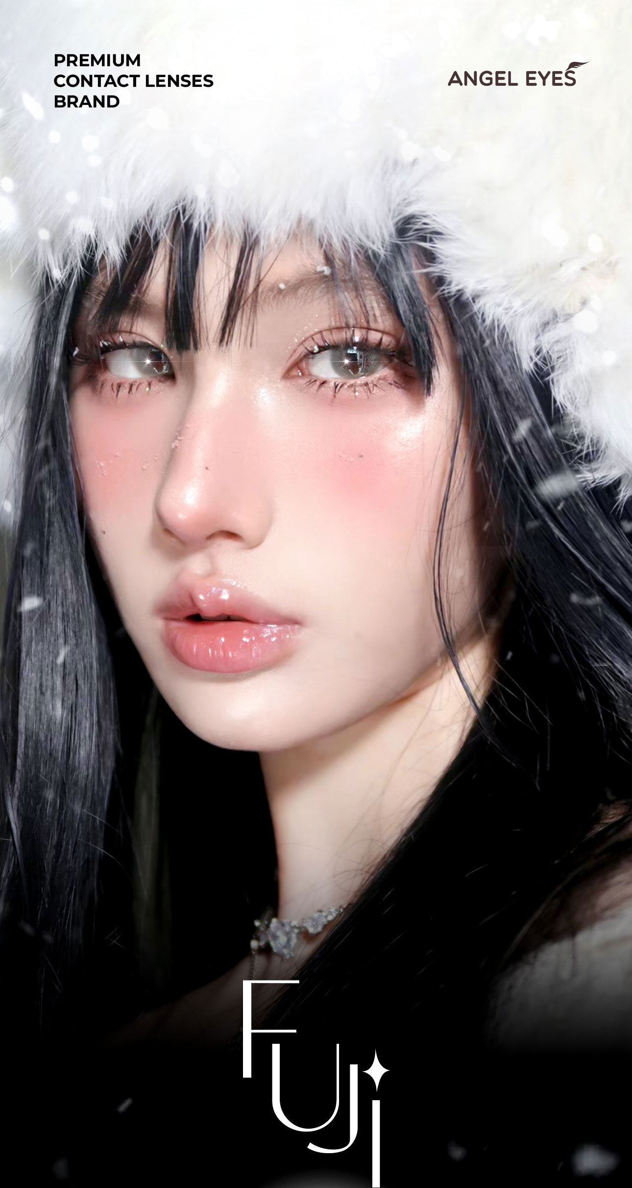 Mô tả Lens áp tròng xám tây có độ cận 0-8 Fuji Gray hiệu Angel Eyes | Kính áp tròng xám khói không giãn đường kính màu 12.8mm - 1