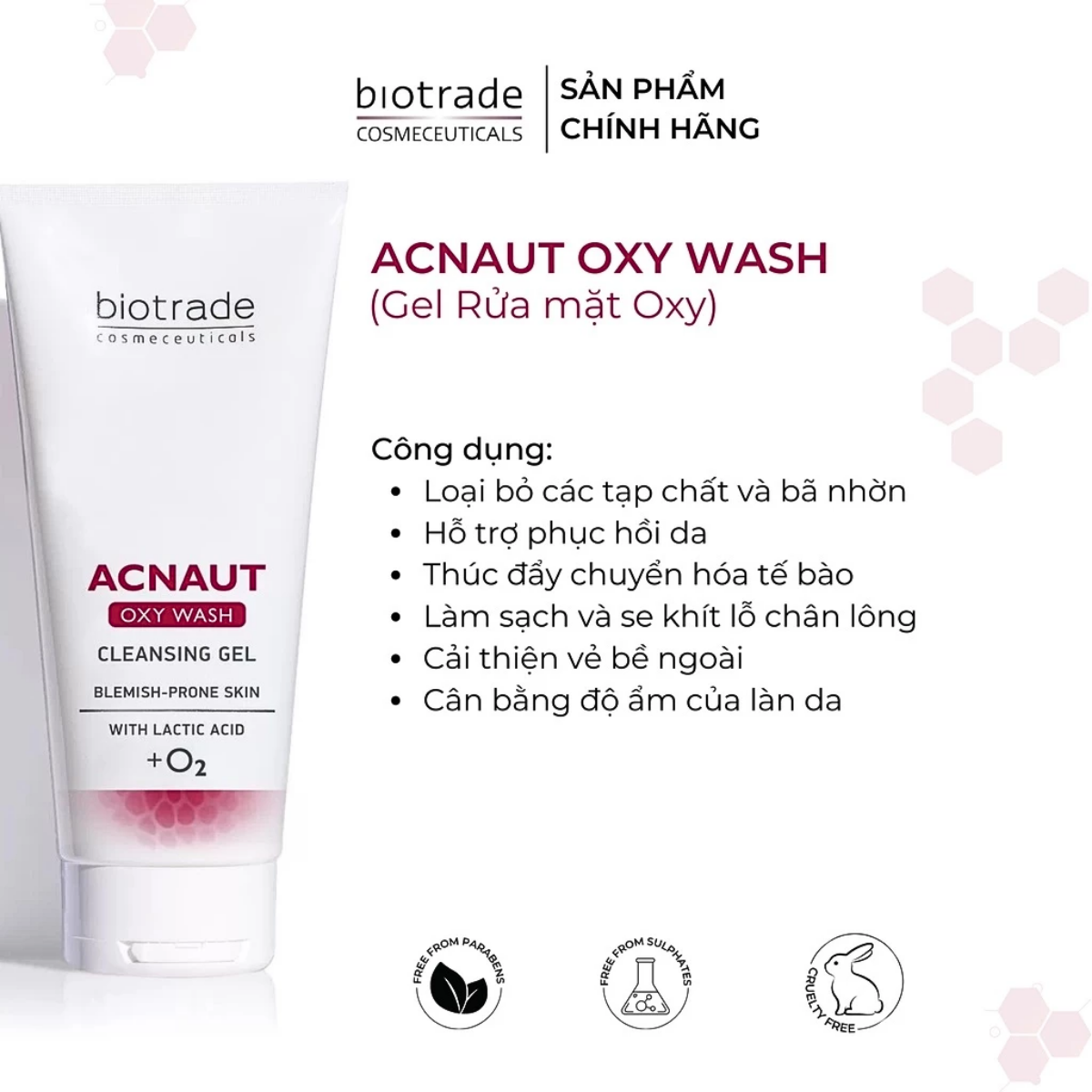 Mô tả Sữa Rửa Mặt Dạng Gel Biotrade Acnaut Oxy Wash - Kiểm Soát Nhờn, Hỗ Trợ Giảm Mụn, Dịu Nhẹ Cho Da - 4