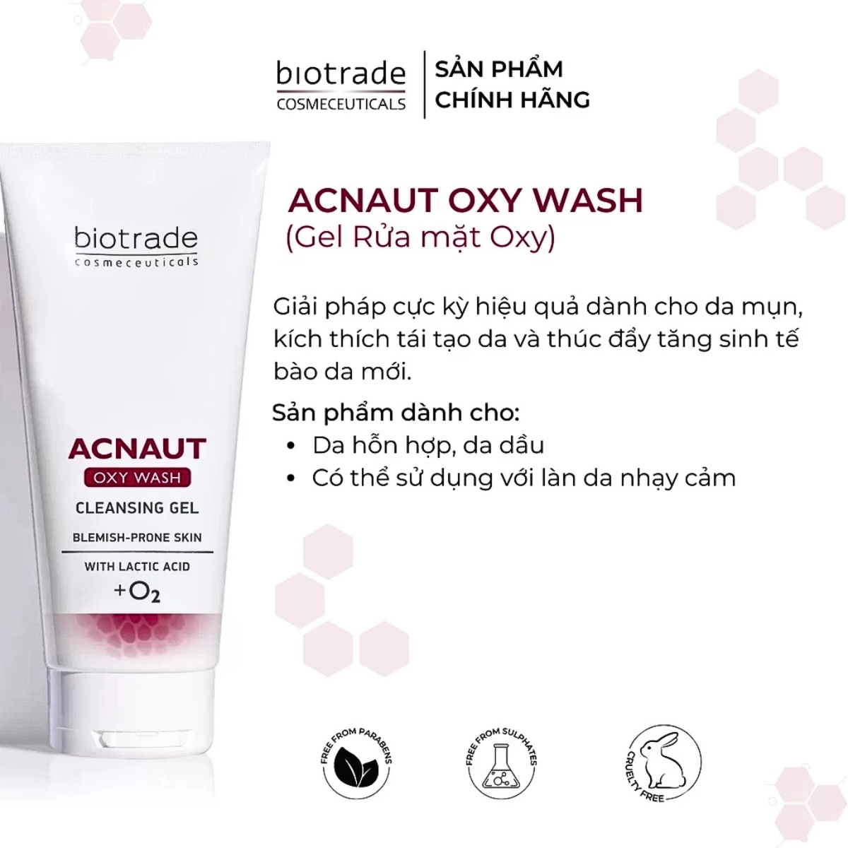 Mô tả Sữa Rửa Mặt Dạng Gel Biotrade Acnaut Oxy Wash - Kiểm Soát Nhờn, Hỗ Trợ Giảm Mụn, Dịu Nhẹ Cho Da - 2