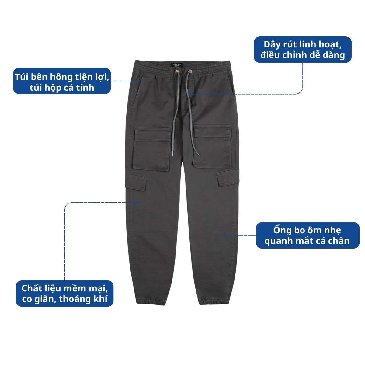 Mô tả Quần Jogger Kaki AKUBA form Slimfit chất liệu Kaki dày dặn bền màu kiểu dáng năng động | 01R0658 - 1