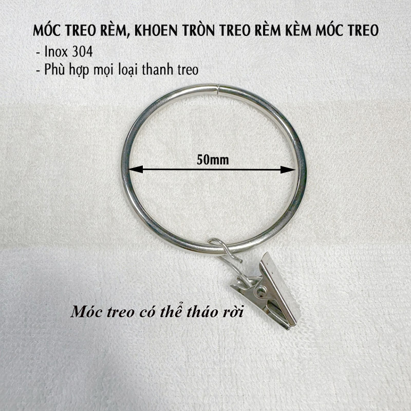 Móc treo rèm kéo cửa inox ETOMAX, khoen tròn móc rèm hàng loại 1 có bi ...