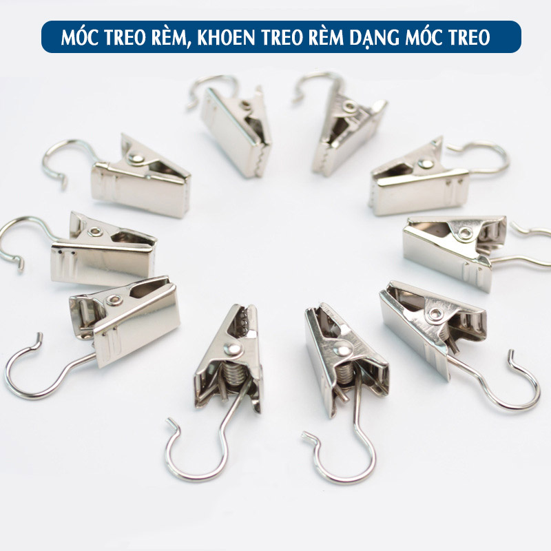 Móc treo rèm kéo cửa inox ETOMAX, khoen tròn móc rèm hàng loại 1 có bi ...