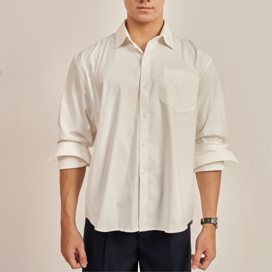 Áo Sơ Mi Nam Dài Tay Vải Kaki Cotton Mềm Mại Thời Trang Mặc Đi Chơi, Cafe Có Túi Áo Ngực Form Regular Fit Halley A24
