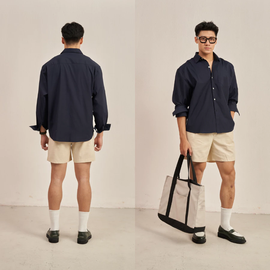 Áo Sơ Mi Nam Dài Tay Vải Kaki Cotton Mềm Mại Thời Trang Mặc Đi Chơi, Cafe Có Túi Áo Ngực Form Regular Fit Halley A24
