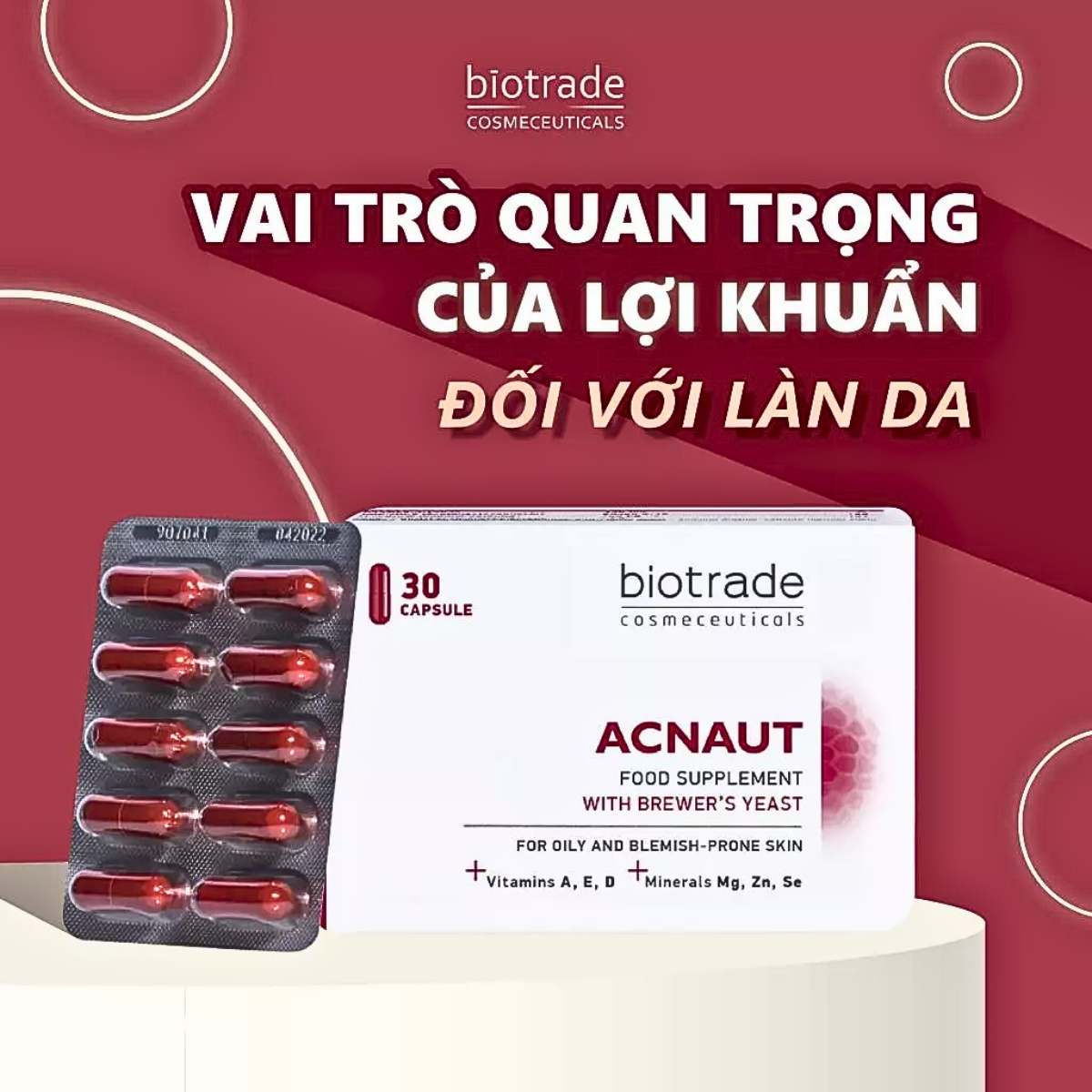 Mô tả Viên Uống Giảm Mụn Biotrade Acnaut - Hỗ Trợ Ngừa Mụn, Thanh Lọc Da, Phù Hợp Mọi Loại Da - 1