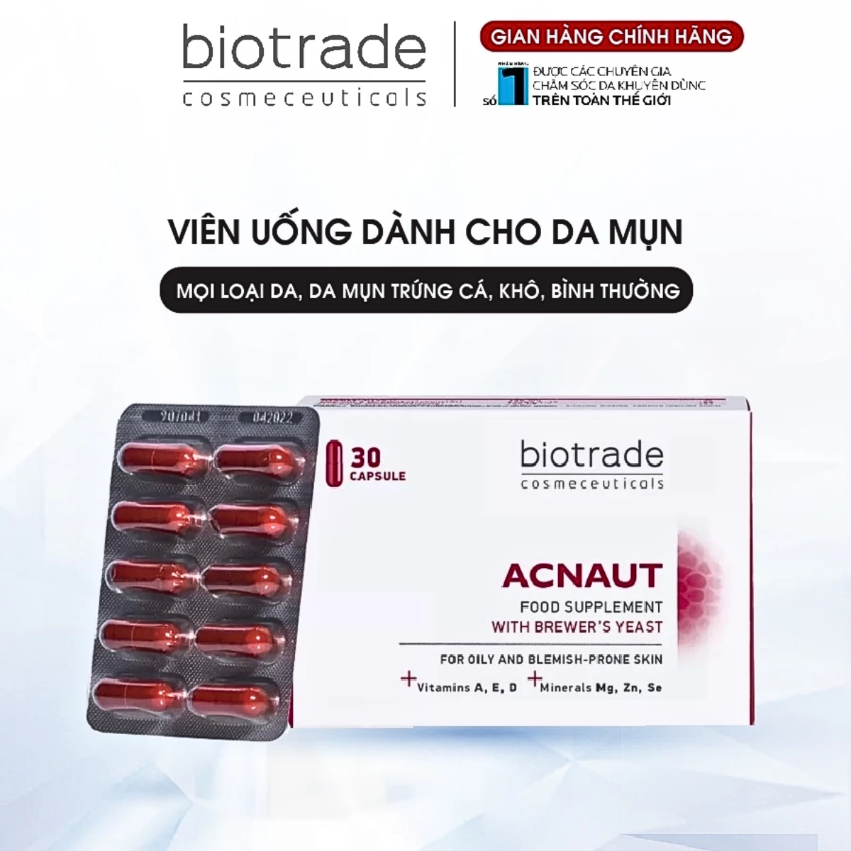 Mô tả Viên Uống Giảm Mụn Biotrade Acnaut - Hỗ Trợ Ngừa Mụn, Thanh Lọc Da, Phù Hợp Mọi Loại Da - 2