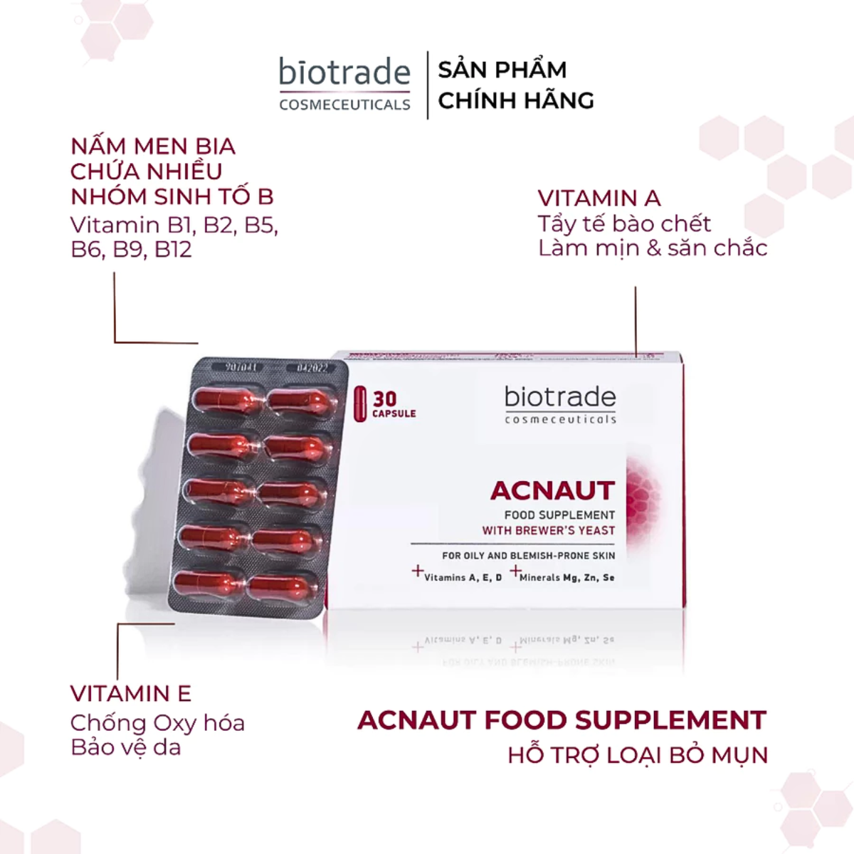 Mô tả Viên Uống Giảm Mụn Biotrade Acnaut - Hỗ Trợ Ngừa Mụn, Thanh Lọc Da, Phù Hợp Mọi Loại Da - 4
