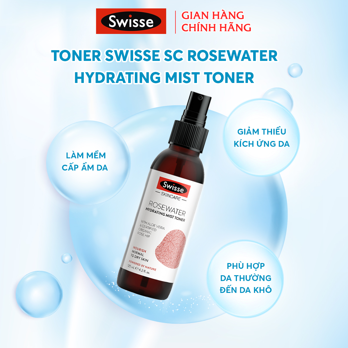 Mô tả Nước Hoa Hồng Swisse SC rosewwater Hydrating Mist Toner 125ml - 1