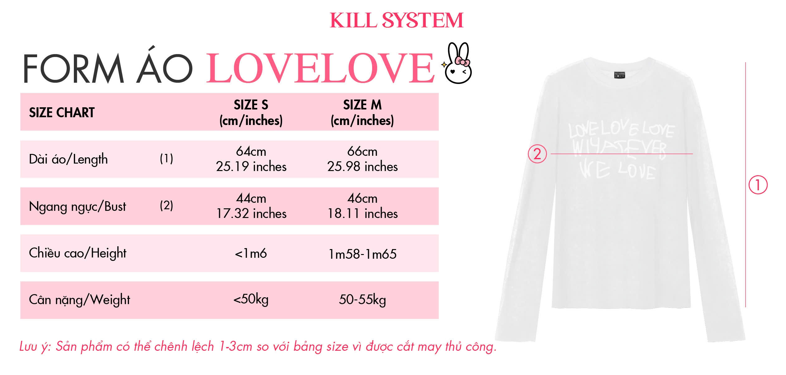 Mô tả 𝐊𝐈𝐋𝐋 𝐒𝐘𝐒𝐓𝐄𝐌 - Áo thun nữ mỏng nhẹ xuyên thấu tay dài  LOVELOVE in chữ nổi - 4