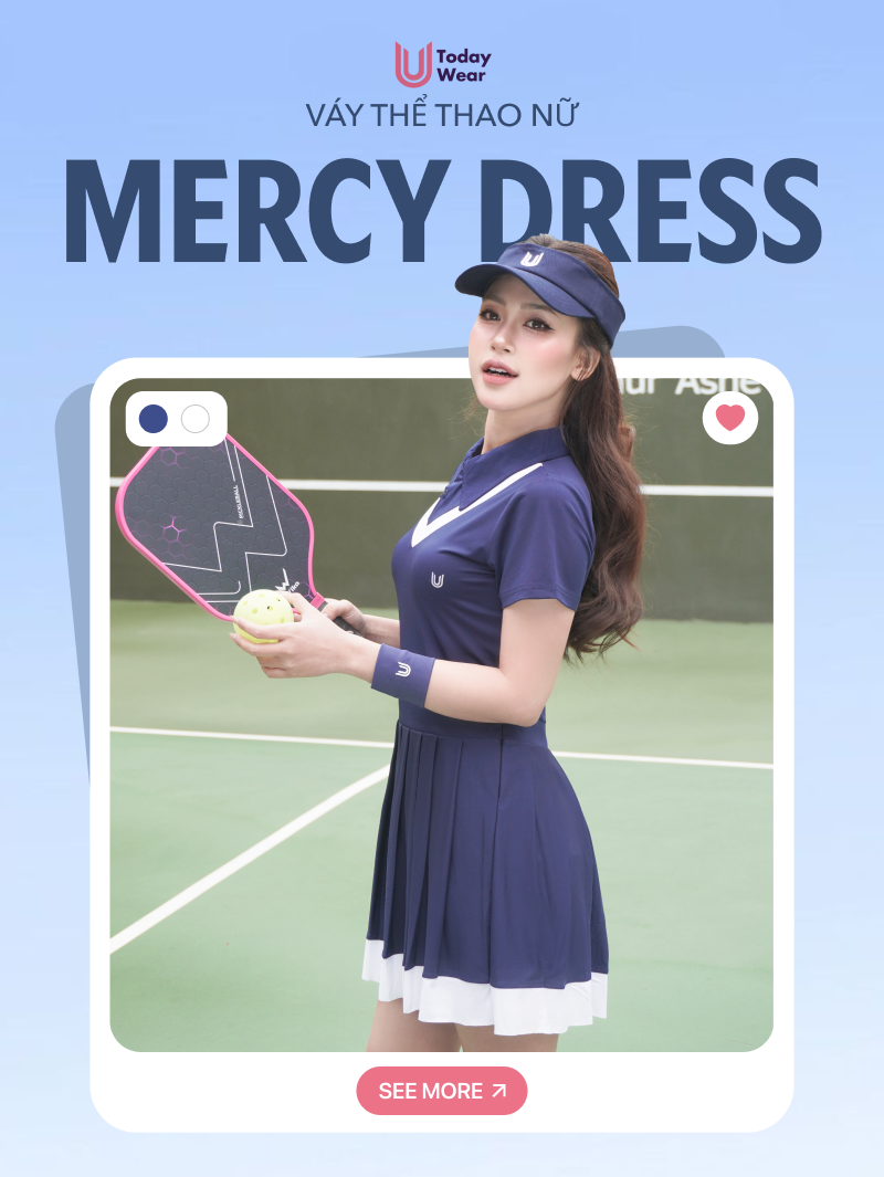 Mô tả Váy tennis pickleball thể thao Mercy Dress Today U Wear cổ polo tặng kèm quần bảo hộ, chất liệu cao cấp thoải mái - 1