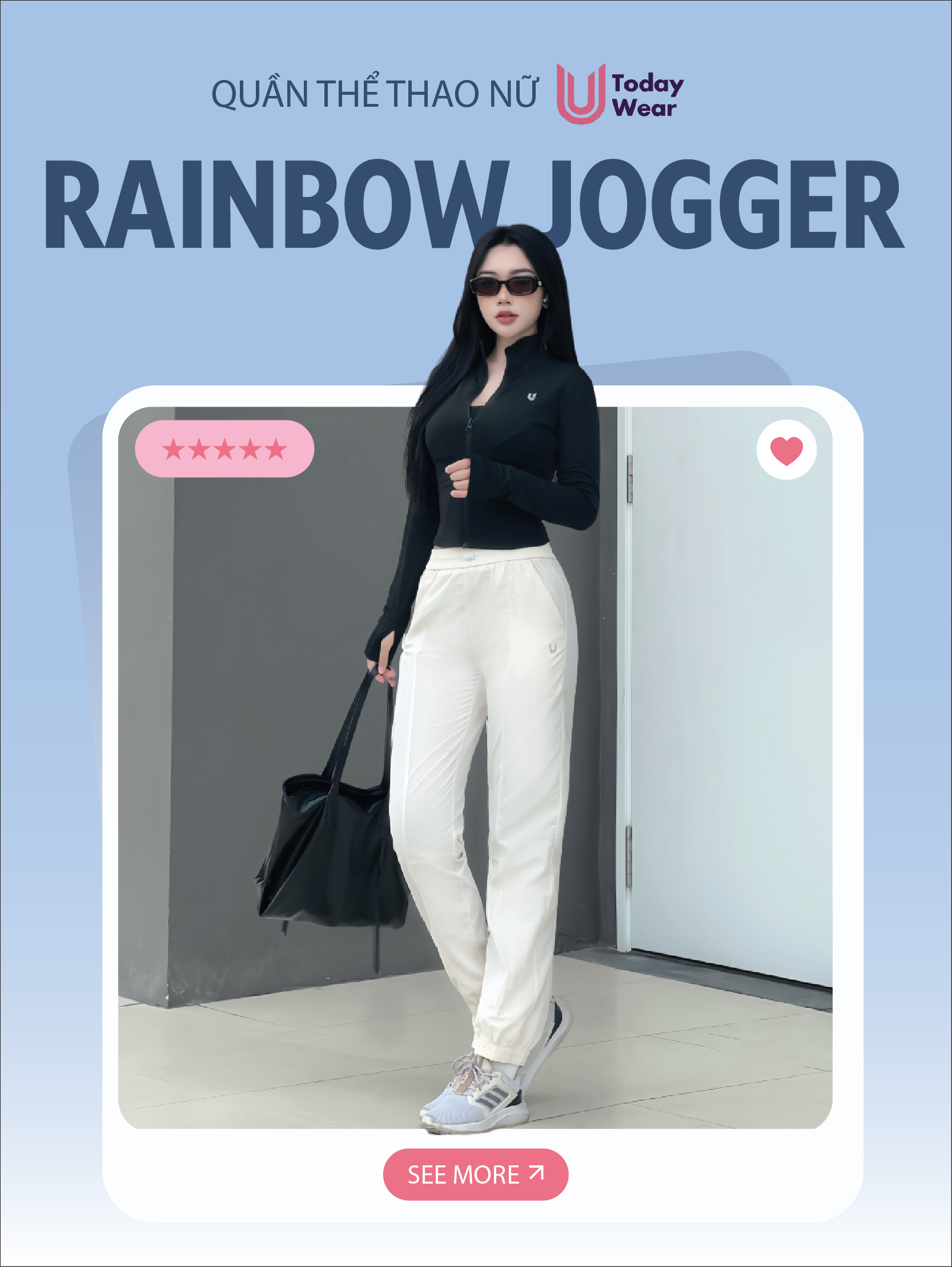 Mô tả Quần jogger thể thao nữ Rainbow Today U Wear vải gió tôn dáng chất co giãn thoải mái tập gym chạy bộ - 1