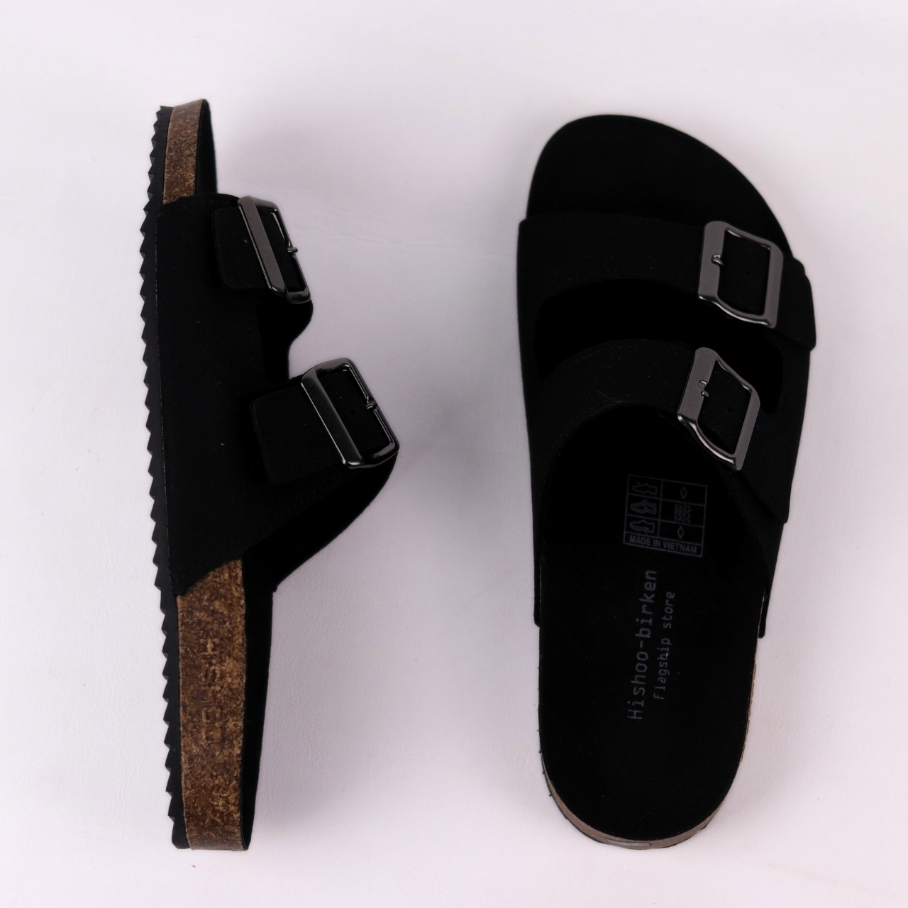 Mô tả Dép Đế Trấu Nam Nữ Birken Quai Ngang 2 Khóa Chất Liệu Da Bò Hishoo R093 - 4