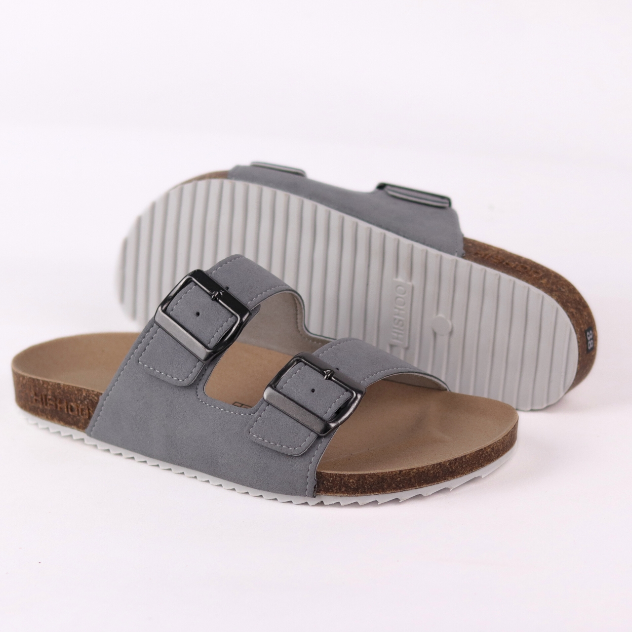Mô tả Dép Đế Trấu Nam Nữ Birken Quai Ngang 2 Khóa Chất Liệu Da Bò Hishoo R093 - 6