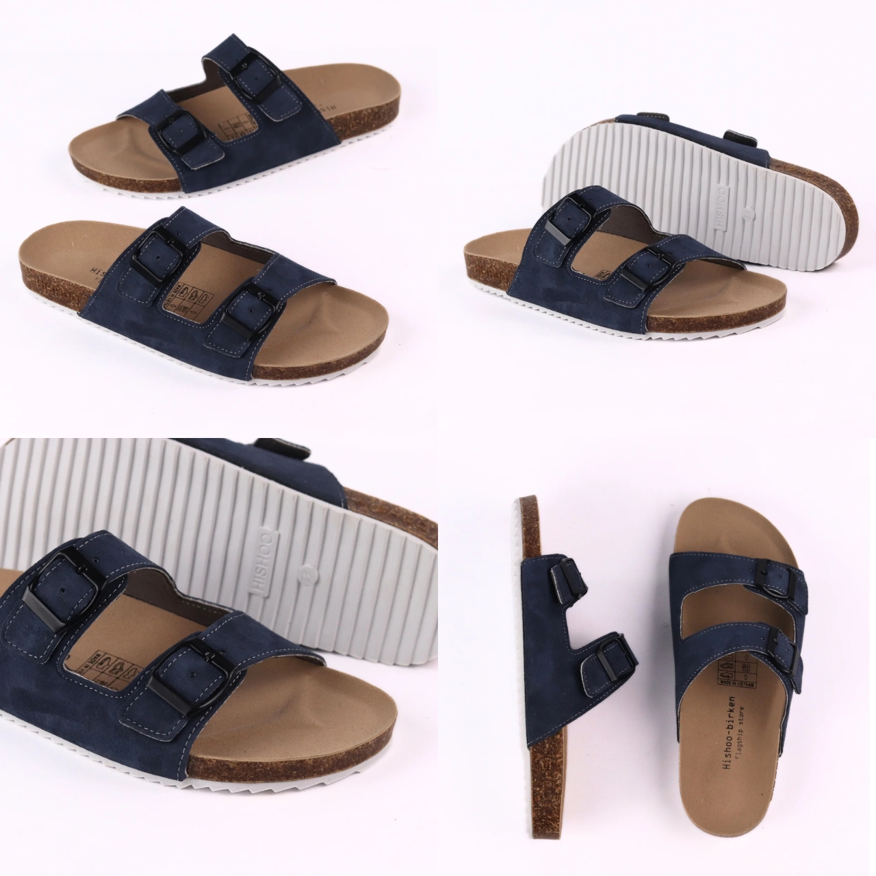Mô tả Dép Đế Trấu Nam Nữ Birken Quai Ngang 2 Khóa Chất Liệu Da Bò Hishoo R093 - 7