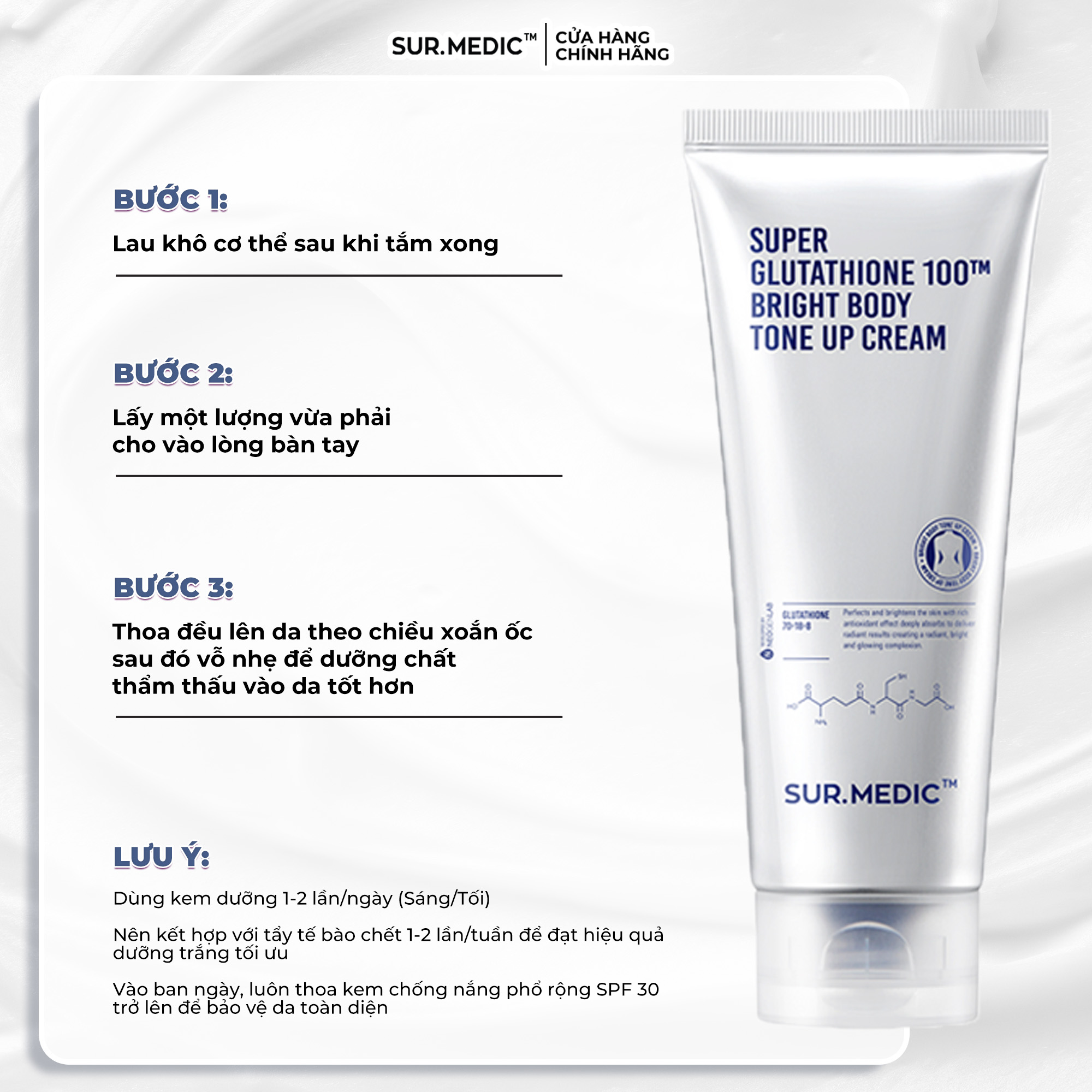 Mô tả Bộ Đôi Kem Dưỡng Hỗ Trợ Dưỡng Trắng Và Hỗ Trợ Nâng Tone Da SUR.MEDIC 190ml - 3
