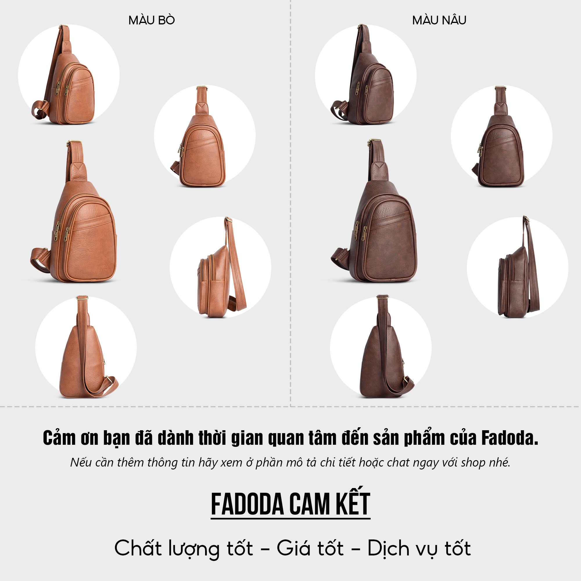 Mô tả Túi đeo chéo da đa năng Fadoda FDC5 nhiều màu da tổng hợp độc quyền của hãng - 8