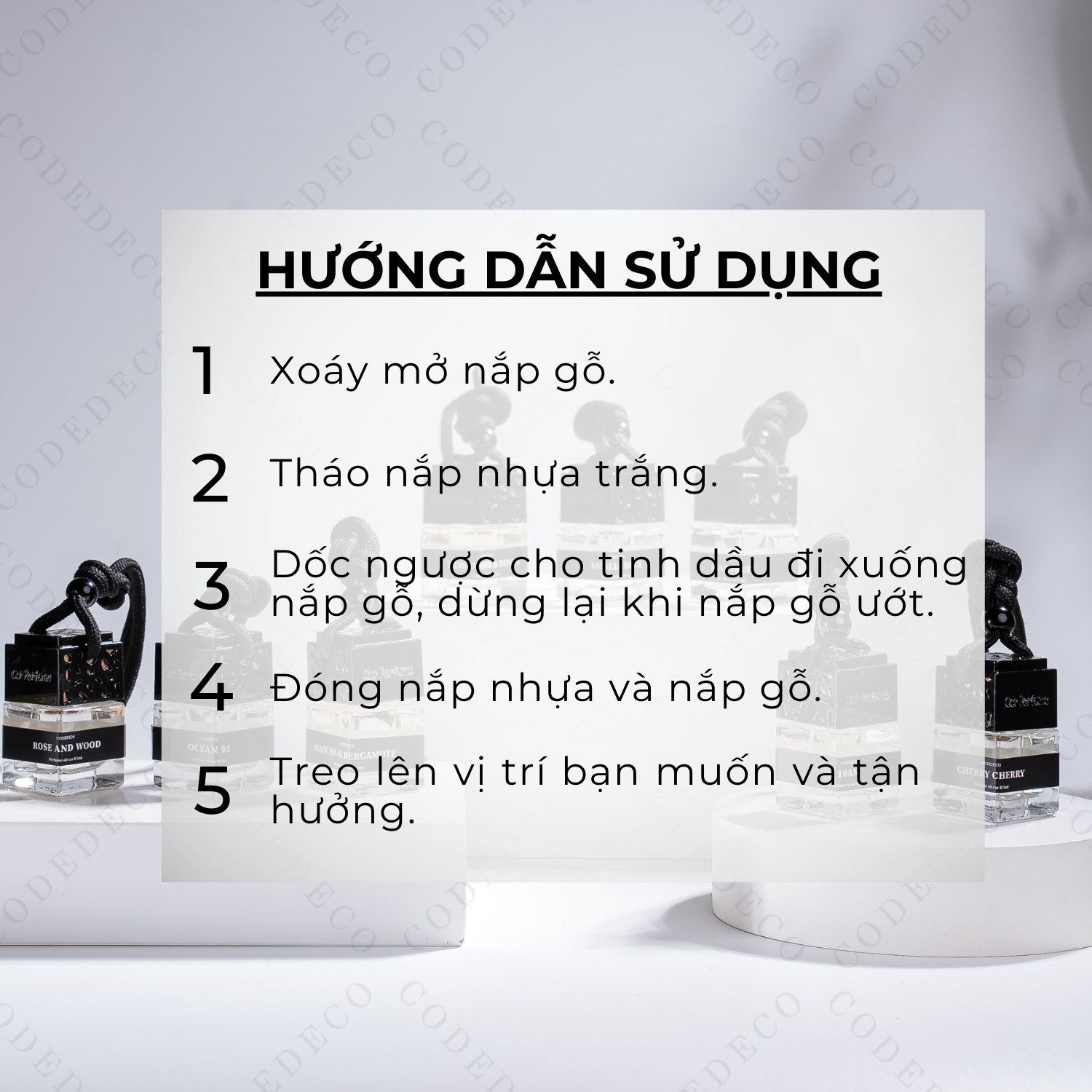 Mô tả Tinh dầu nước hoa dạng treo CODEDECO giữ hương 30 - 45 ngày, dùng cho tủ quần áo, phòng ngủ, nhà vệ sinh, treo xe ô tô - 5