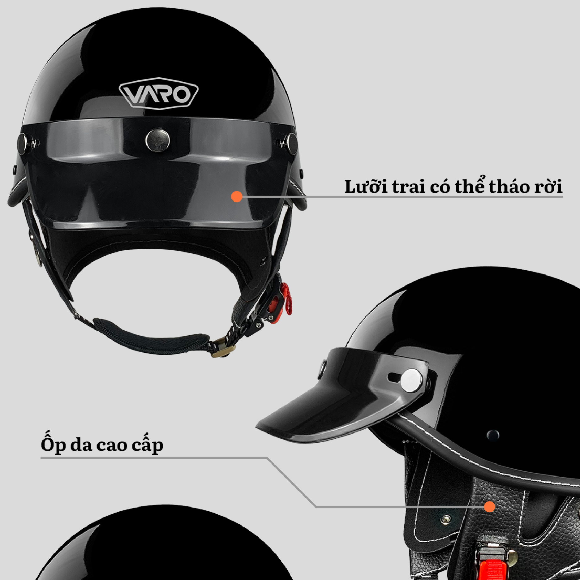 Mô tả Mũ Bảo Hiểm VARO Kraft Retro phong cách cổ điển lưỡi trai vintage - 9