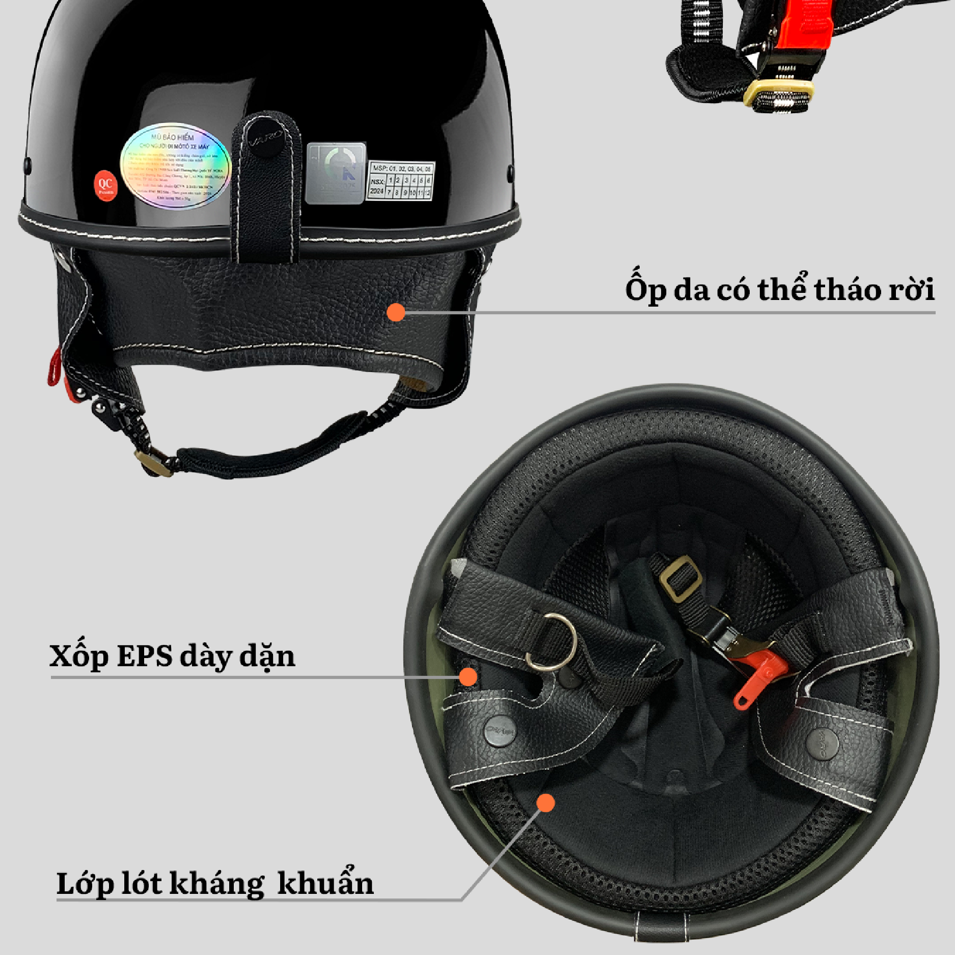 Mô tả Mũ Bảo Hiểm VARO Kraft Retro phong cách cổ điển lưỡi trai vintage - 10
