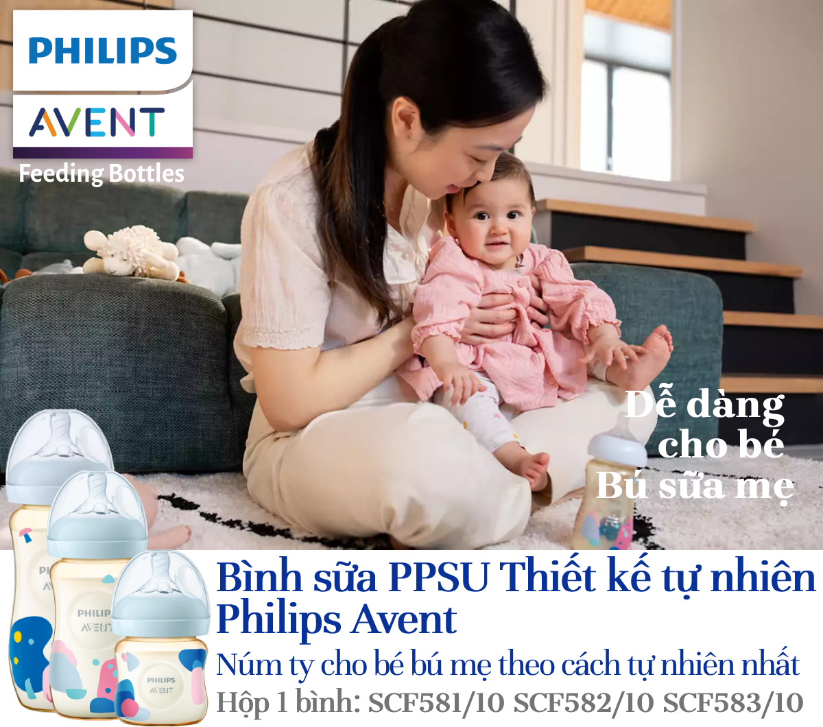 Mô tả Philips Avent Bình sữa PPSU thiết kế tự nhiên Hộp 1 bình SCF581/10 SCF582/10 SCF583/10 - 1