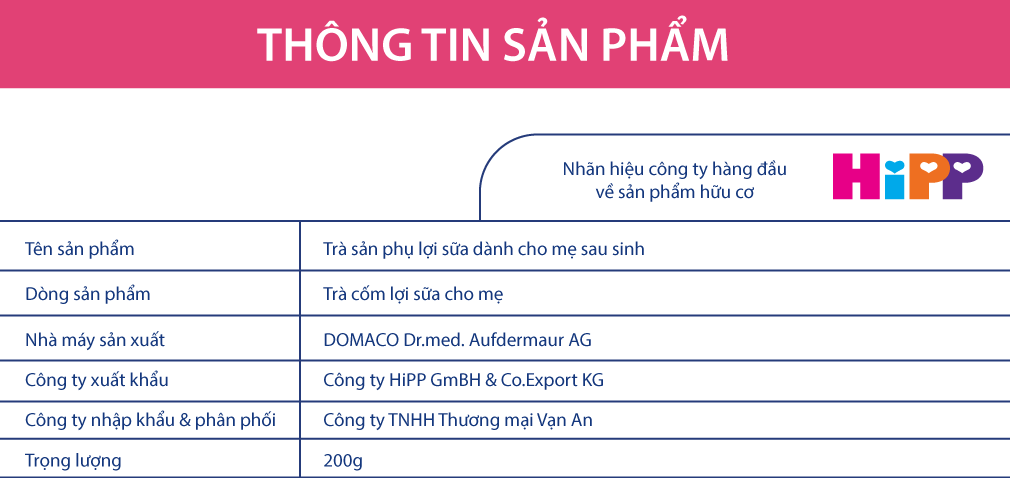 Mô tả Trà lợi sữa HiPP (Philips Avent) dành cho phụ nữ cho con bú - Nhập khẩu Thụy Sỹ 200g - 1