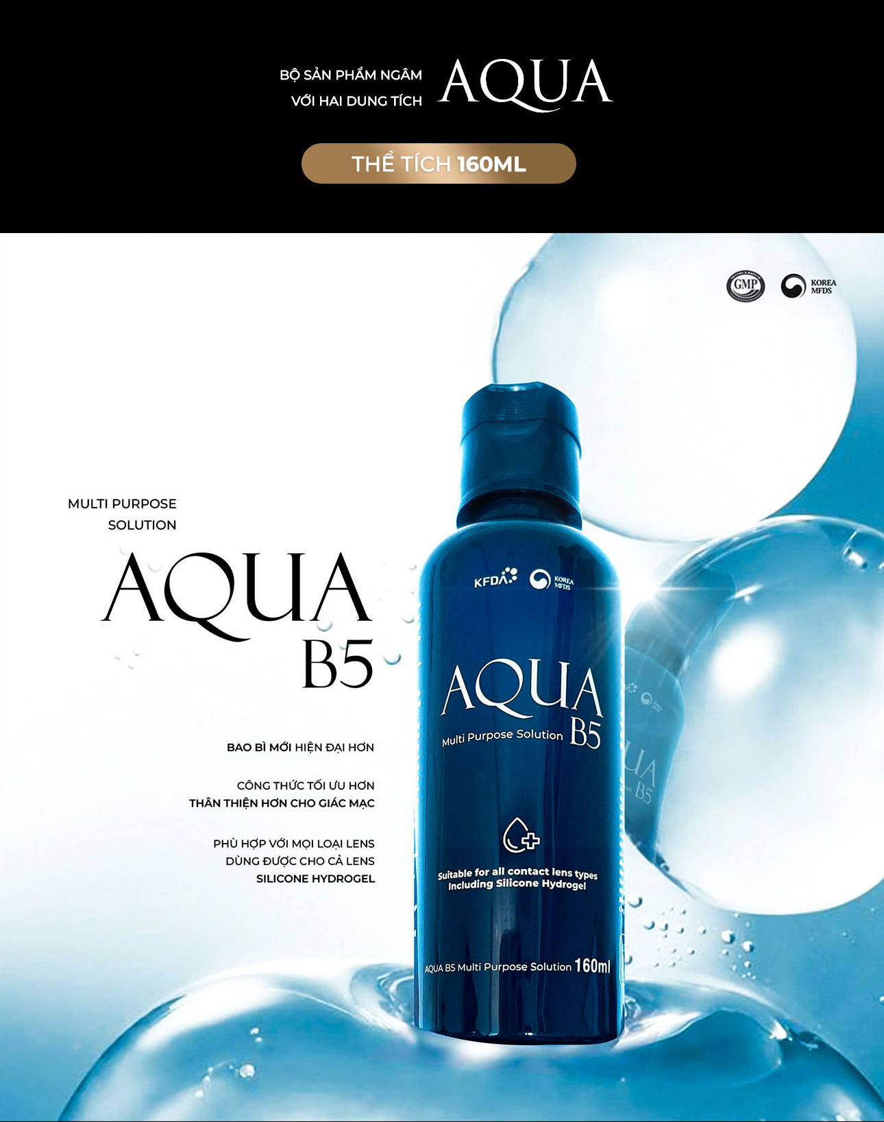 Mô tả COMBO Nước Ngâm Lens 360ml + Nhỏ Mắt Lens 15ml thương hiệu Aqua B5 (Nước ngâm & nhỏ mắt dành riêng cho kính áp tròng) - 2