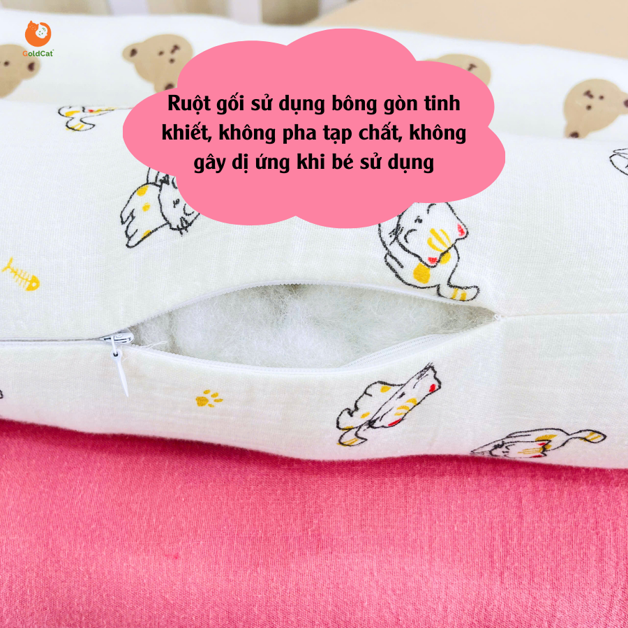 Mô tả Gối Ôm Trẻ Em GoldCat Hoạ Tiết Ngộ Nghĩnh, Chất Liệu Muslin Dùng Cho Bé Từ 0-2Tuổi - 3
