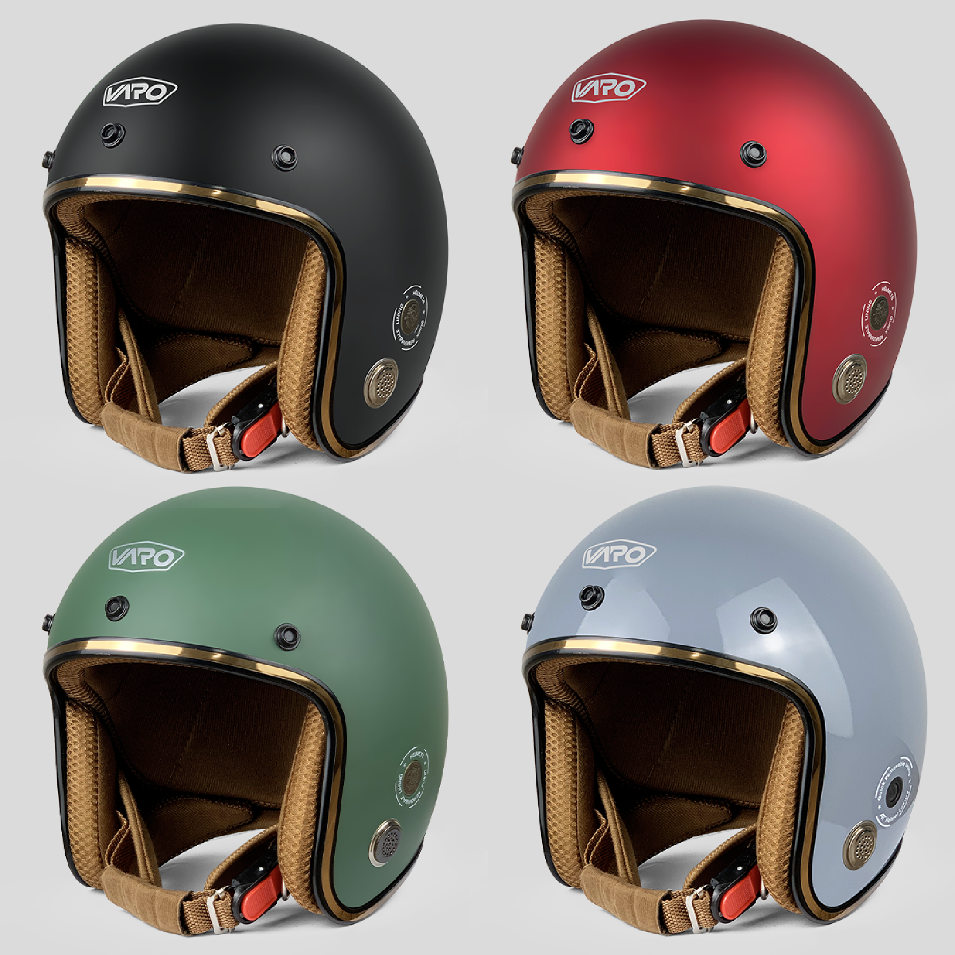 Mô tả Mũ bảo hiểm 3 4 VARO helmets Viền đồng lót nâu bảo hành 12 tháng - 1