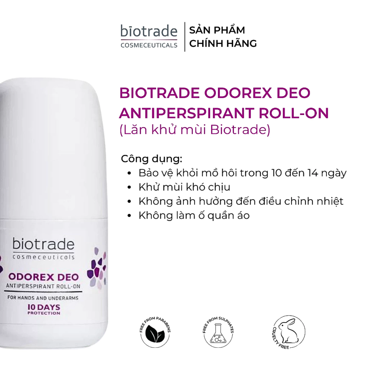 Mô tả Lăn Khử Mùi Biotrade Odorex Deo Antiperspirant Roll On – Kiểm Soát Mồ Hôi & Mùi Cơ Thể Hiệu Quả - 3