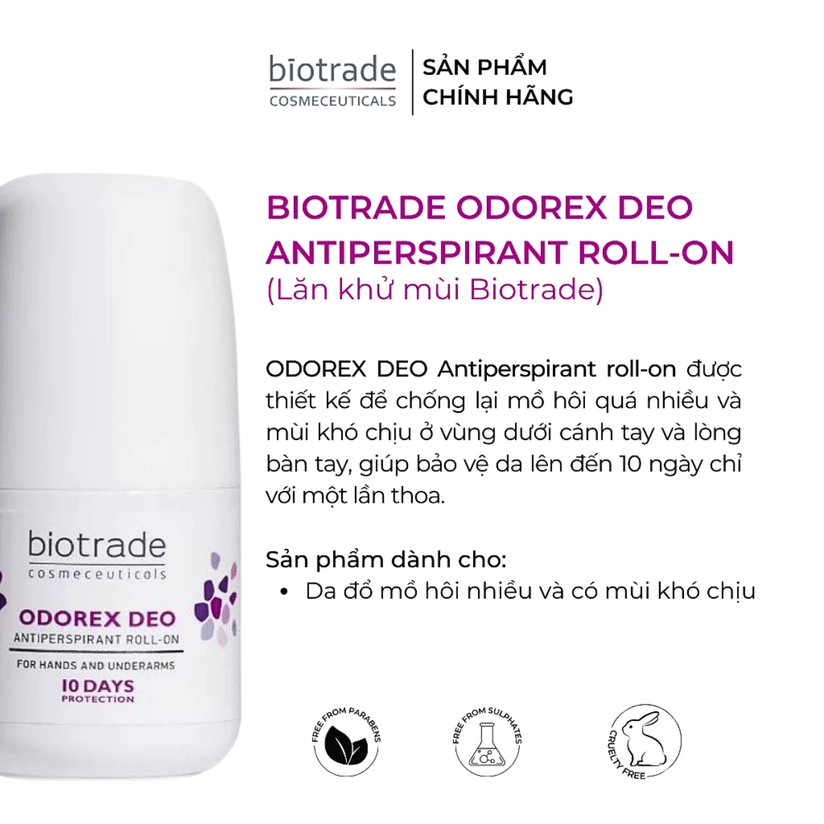 Mô tả Lăn Khử Mùi Biotrade Odorex Deo Antiperspirant Roll On – Kiểm Soát Mồ Hôi & Mùi Cơ Thể Hiệu Quả - 4
