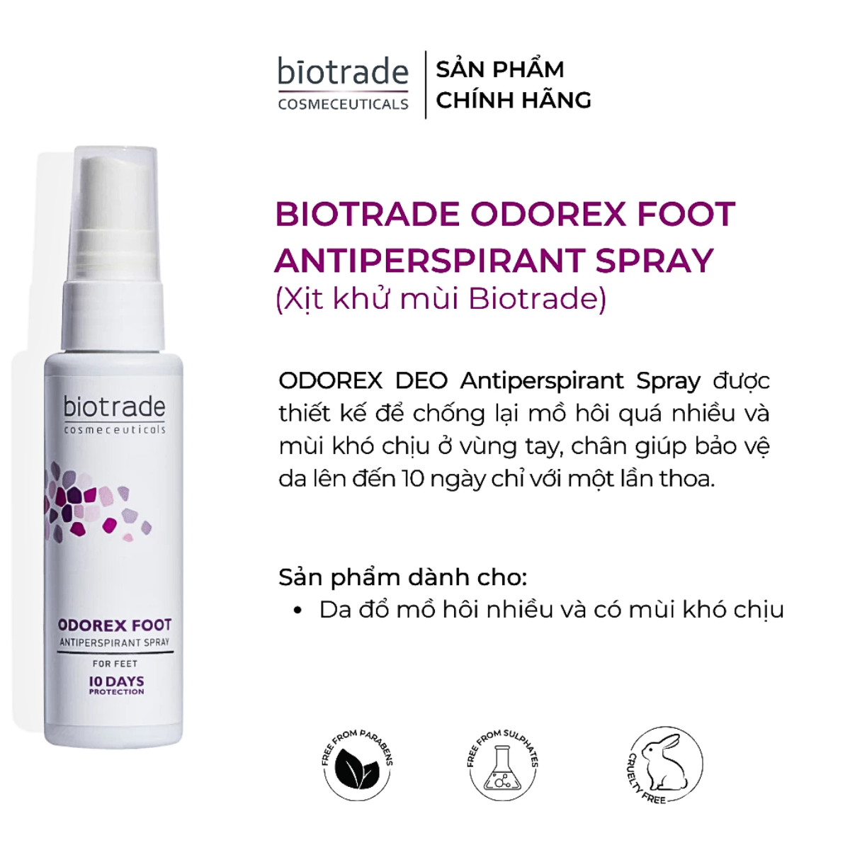 Mô tả Xịt Khử Mùi & Kiểm Soát Mồ Hôi Chân Biotrade Odorex Foot Antiperspirant Spray 40ml – Khô Thoáng Suốt 48h - 2
