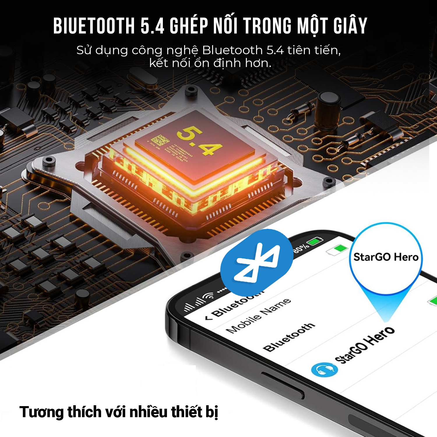 Mô tả Tai nghe Bluetooth True Wireless StarGO Hero chống ồn ANC thời gian nghe 6h - BH 12 tháng - 1