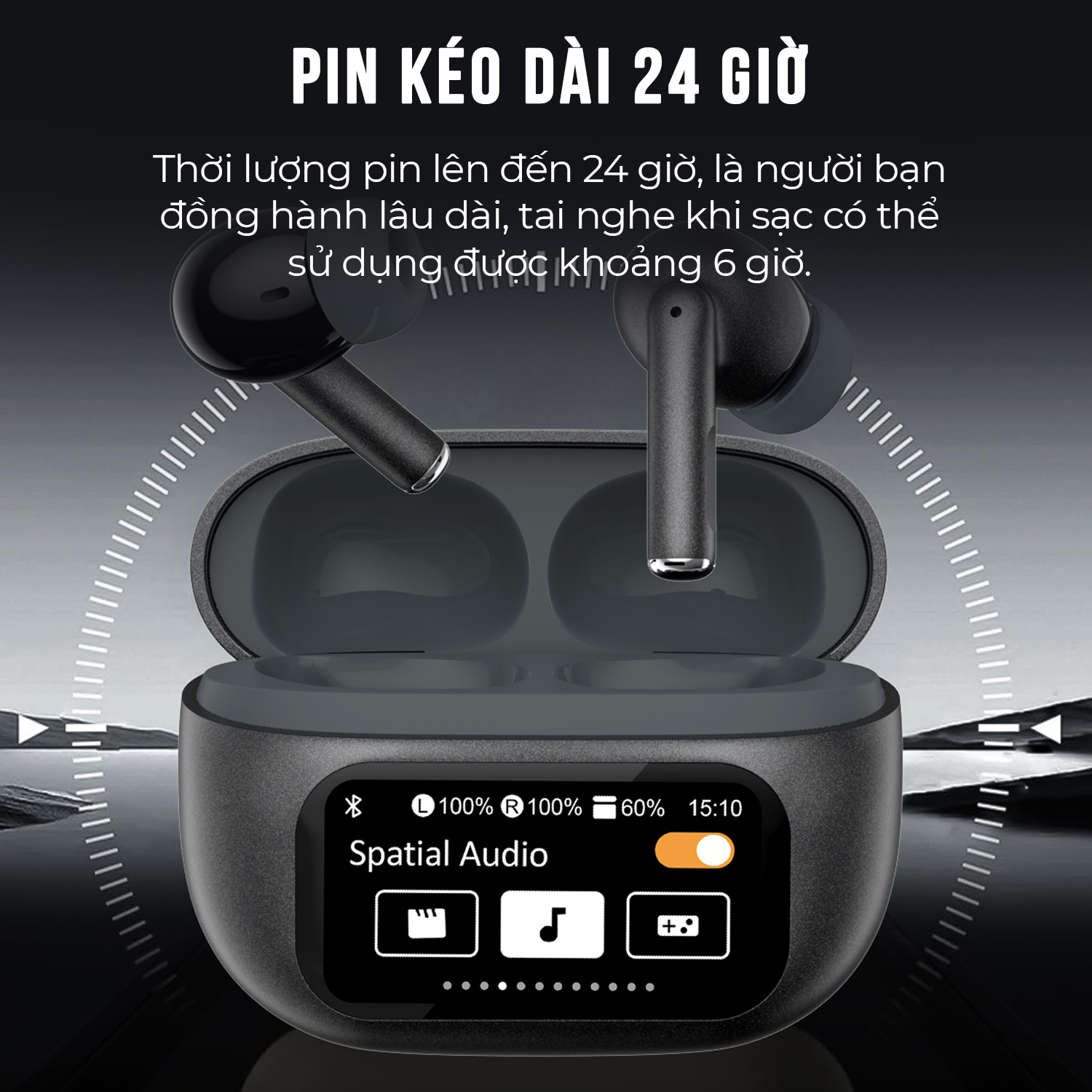 Mô tả Tai nghe Bluetooth True Wireless StarGO Hero chống ồn ANC thời gian nghe 6h - BH 12 tháng - 3