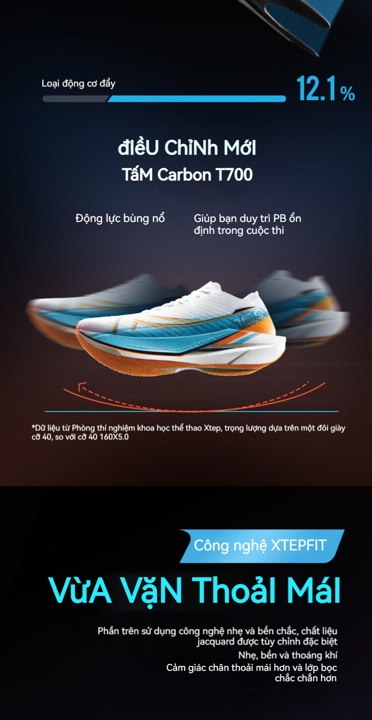 Mô tả XTEP 160X 6.0 Giày chạy bộ nữ chạy marathon giày chạy bộ chuyên nghiệp đế carbon - 11