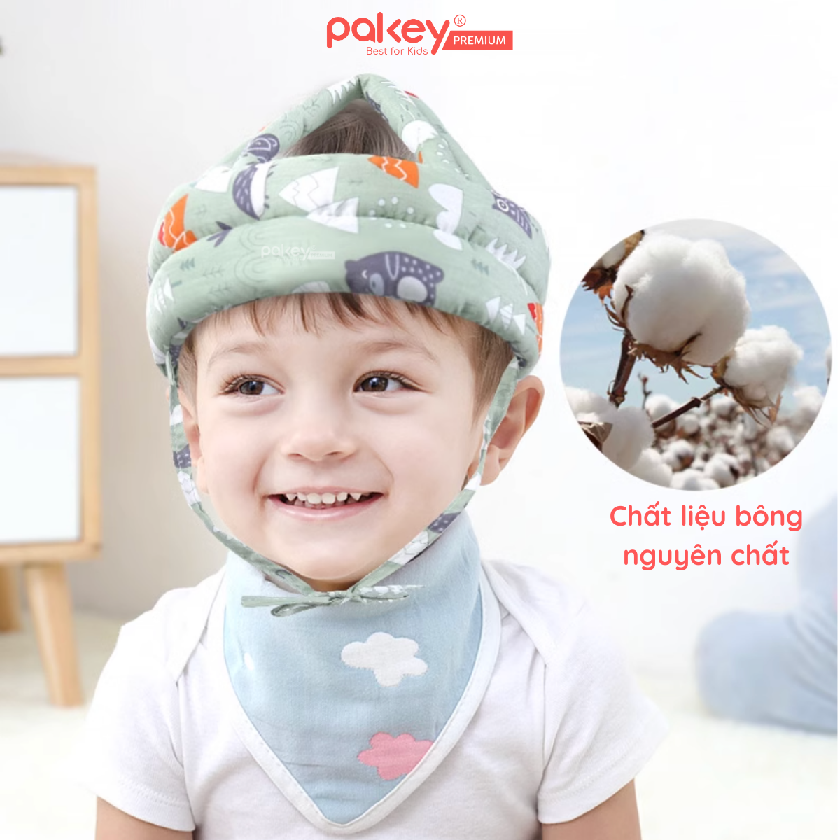 Mô tả Mũ Bảo Vệ Đầu Cho Bé PAKEY An Toàn, Mũ Bảo Hộ Tập Đi Lõi Bông Êm Ái Trẻ Em - 5