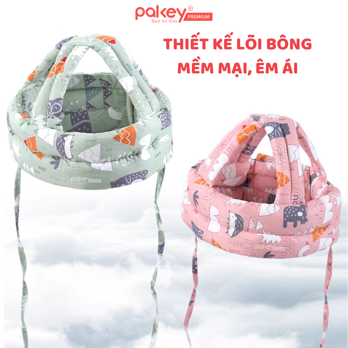 Mô tả Mũ Bảo Vệ Đầu Cho Bé PAKEY An Toàn, Mũ Bảo Hộ Tập Đi Lõi Bông Êm Ái Trẻ Em - 9