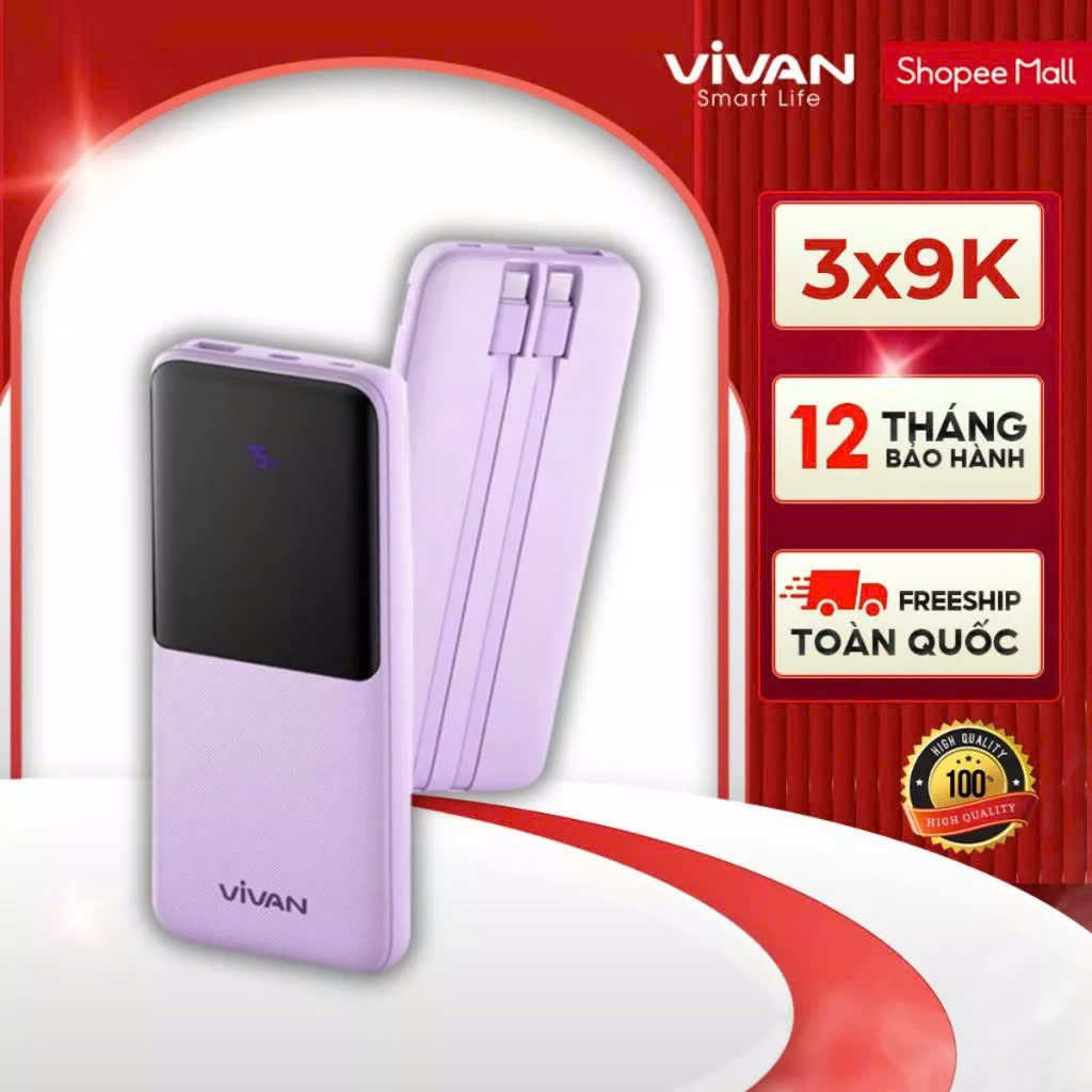 Mô tả Pin Sạc Dự Phòng Chính Hãng 10000mAh VIVAN VPB-M10/ VPB-Q10 20000mAh X10 Sạc Nhanh Chuẩn PD/QC3.0 18W - 1