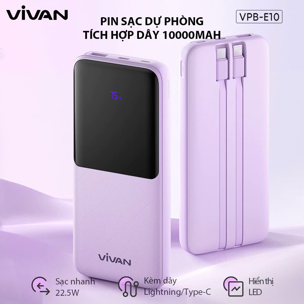 Mô tả Pin Sạc Dự Phòng Chính Hãng 10000mAh VIVAN VPB-M10/ VPB-Q10 20000mAh X10 Sạc Nhanh Chuẩn PD/QC3.0 18W - 2