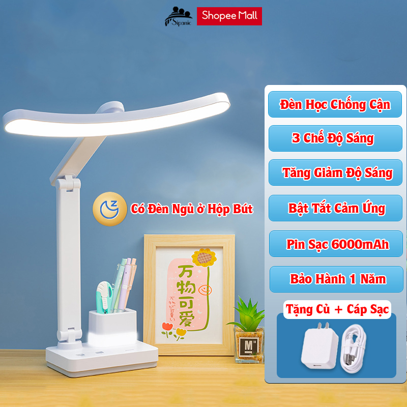 Mô tả Đèn học chống cận, Sipanic để bàn tích điện cảm ứng 3 chế độ ánh sáng bảo vệ mắt - 4