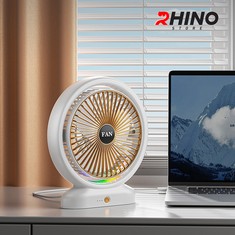 Mô tả Quạt tích điện để bàn văn phòng Rhino F103 gồm 3 mức độ gió - 8