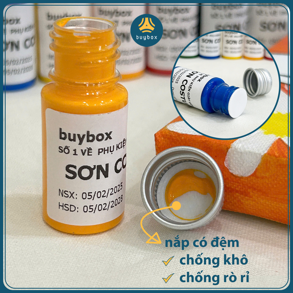 Mô tả TẶNG KÈM CỌ Sơn Custom chuyên dùng phục hồi, vẽ giày, nón, áo, vải canvas, độ bám cao, dung tích 10ML - BBPK372 - 4