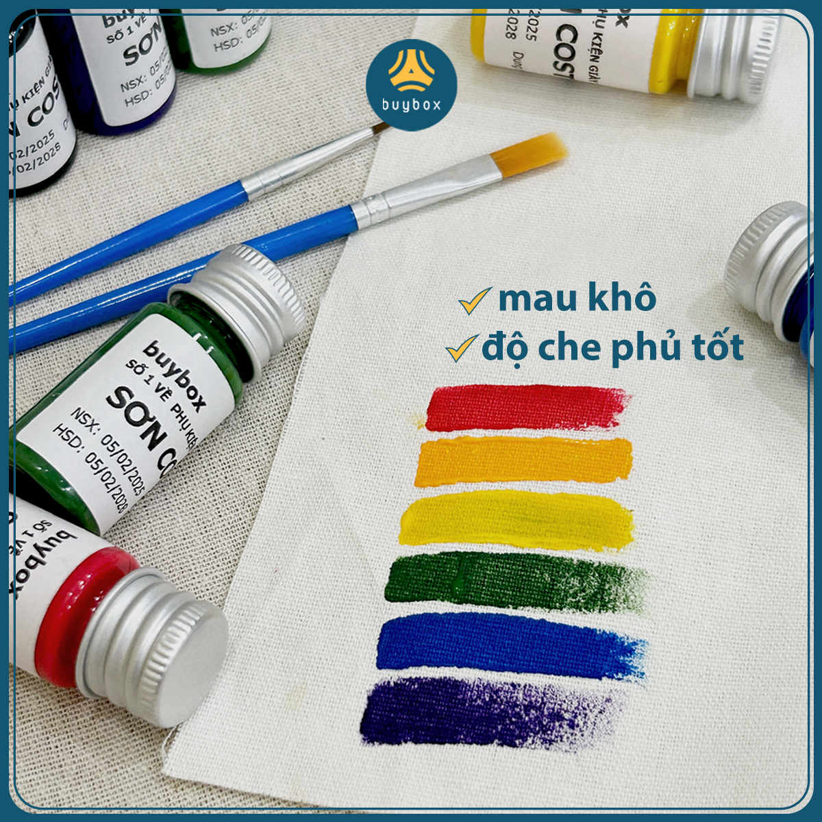 Mô tả TẶNG KÈM CỌ Sơn Custom chuyên dùng phục hồi, vẽ giày, nón, áo, vải canvas, độ bám cao, dung tích 10ML - BBPK372 - 5