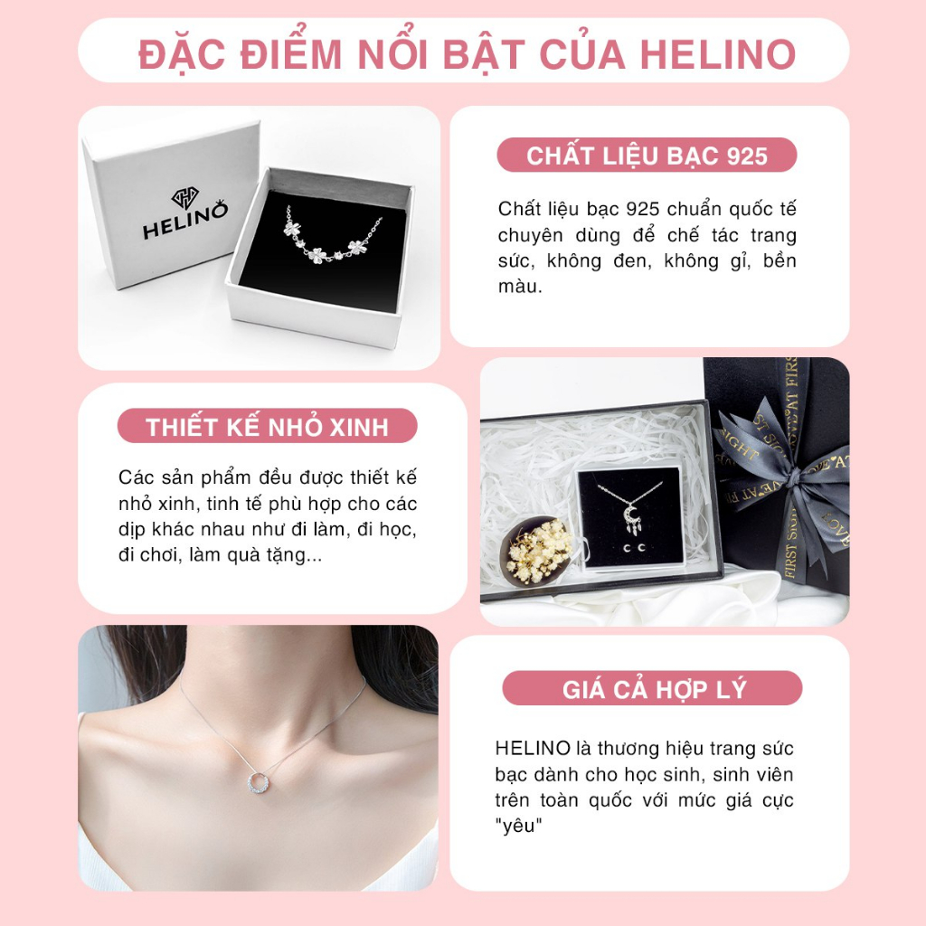 Mô tả Lắc tay bạc nữ HELINO Nơ kép treo hạt đá trang sức phụ kiện lấp lánh V36 - 1