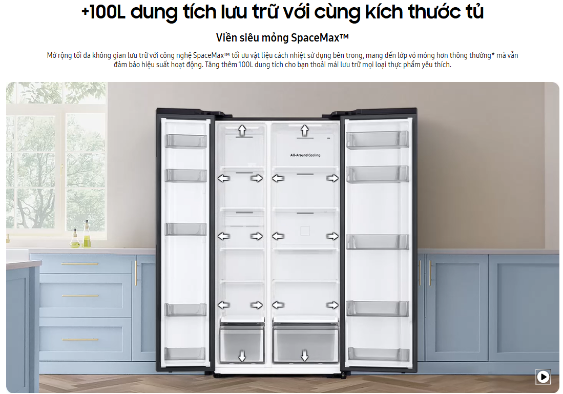 Mô tả Tủ Lạnh Samsung Side by Side với SpaceMax 655L màu Bạc - 1