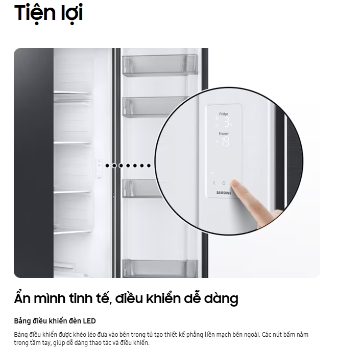 Mô tả Tủ Lạnh Samsung Side by Side với SpaceMax 655L màu Bạc - 7