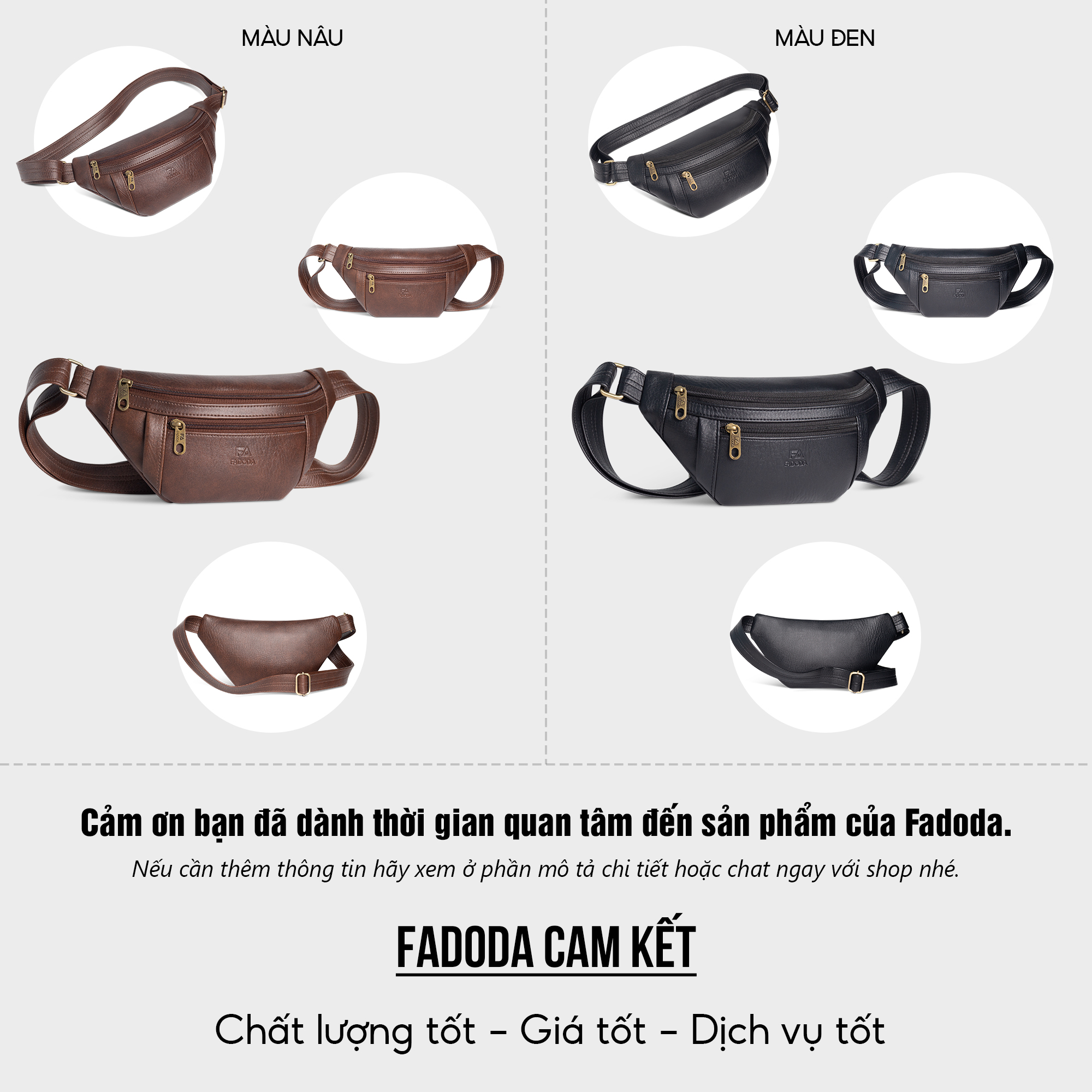 Mô tả Túi đeo chéo bao tử unisex thời trang trẻ FADODA FDC8 - 7