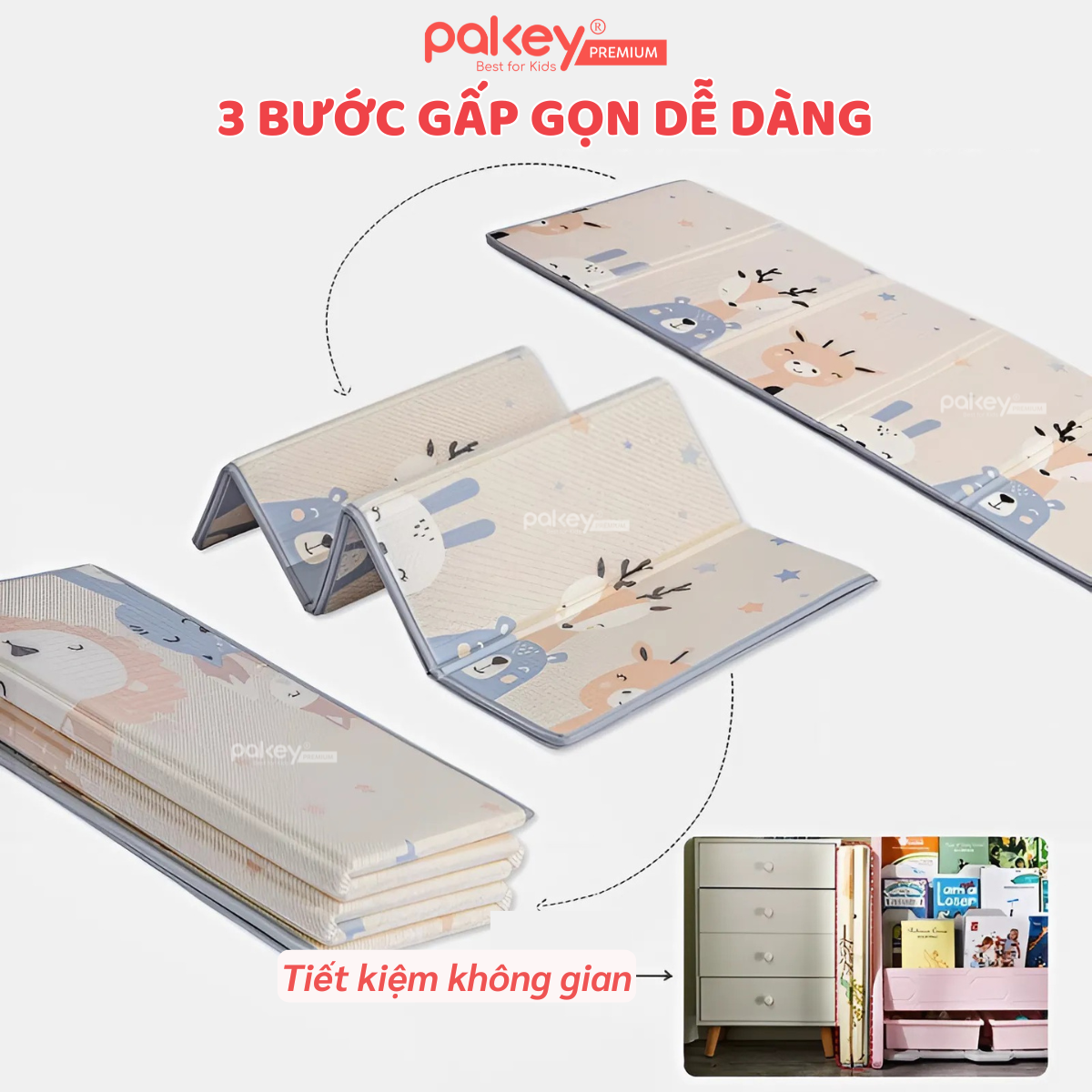 Mô tả Thảm Xốp Gấp Gọn XPE PAKEY Cao Cấp, Thảm Trải Sản 2 Mặt Dày 2cm Cho Bé Tập Bò, Tập Đi Êm Ái, Chống Ngã - 5