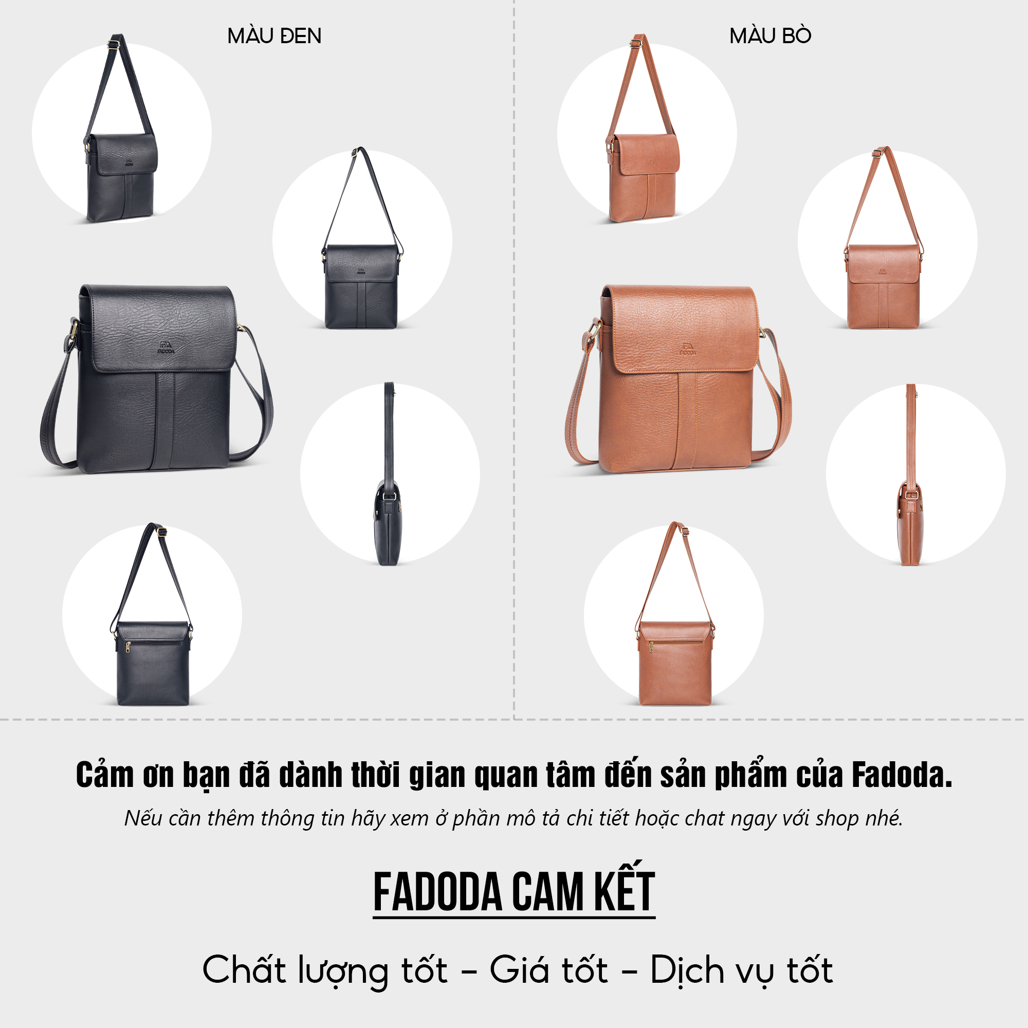 Mô tả Túi đeo chéo nam dáng đứng thời trang Fadoda FDC11 - 8
