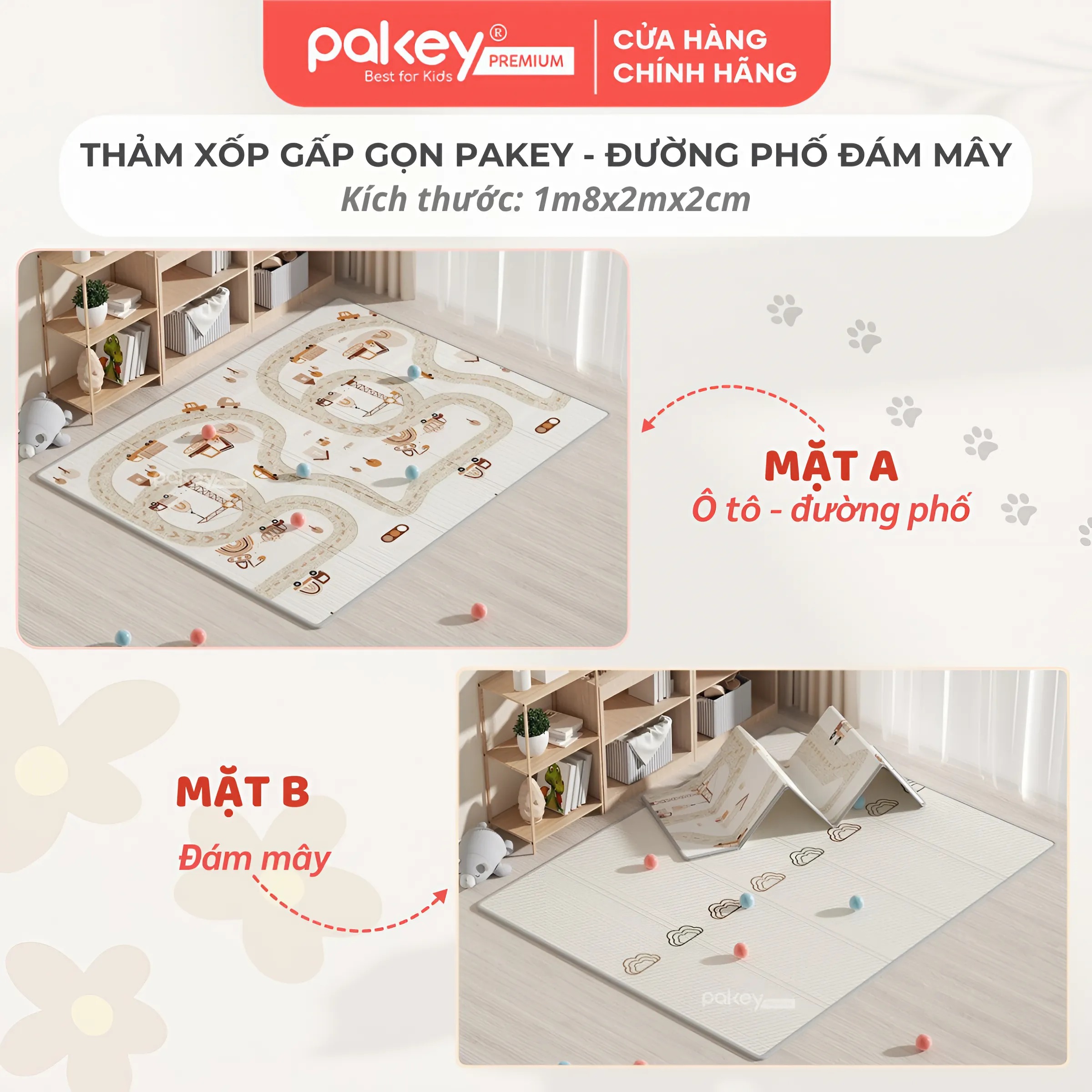 Mô tả Thảm Trải Sàn Gấp Gọn PAKEY Siêu Dày 2cm Cho Bé Tập Bò, Tập Đi, Vui Chơi Êm Ái, Thảm Gấp Gọn Đa Năng - 3